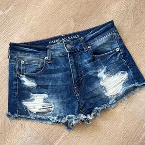 American Eagle Outfitters Ripped Dark Blue Jean Shorts